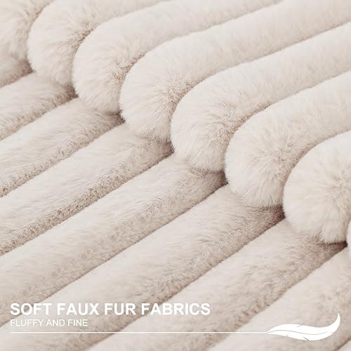Pallene Faux Fur Plush Throw Pillow Covers 18x18 Set of 2, Luxury Soft Fluffy Striped Decorative Pillow Covers for Sofa, Couch, Living Room, Apricot - 18" x 18" (Pack of 2) - Apricot thumbnail 3