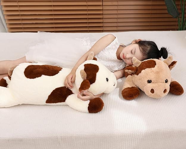 YESGIRL 25.6 inch 5 lbs Cow Weighted Stuffed Animals, Large Weighted Plush Animal, Cute Plush Toy Pillow, Soft Kawaii Plushie Gifts for Adults, Kids, Boys and Girls(Off-White) - Weighted Cow Off-white thumbnail 8