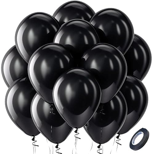 Bezente Black Balloons Latex Party Balloons - 100 Pack 12 inch Round Helium Balloons for New Years Black Themed Graduation Birthday Halloween Party Backdrop Prom Send off Decorations 2026 - Image 1