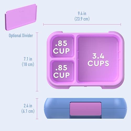Bentgo Pop - Leak-Proof Lunch Box & Removable Divider for Ages 8+ & Teens - Lunch Container Holds 5 Cups of Food; 3-4 Compartments; Microwave/Dishwasher Safe; 2 Year Warranty (Periwinkle/Pink) thumbnail 2