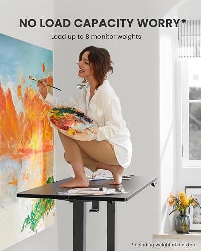 ErGear Height Adjustable Electric Standing Desk, 47.2 x 23.6 Inches Sit Stand up Desk, Memory Computer Home Office Desk with Two-Piece Desktop (Black) thumbnail 5