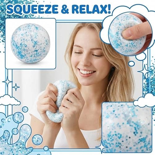 Snowball Stress Relief Squishy Toys, Focus & Play Sensory Fidget Toys for Teens, Adults Anxiety Relief Slow Rise Portable Desk Toys, Easter Basket Stuffers Birthday Gifts(B-Blue) thumbnail 4