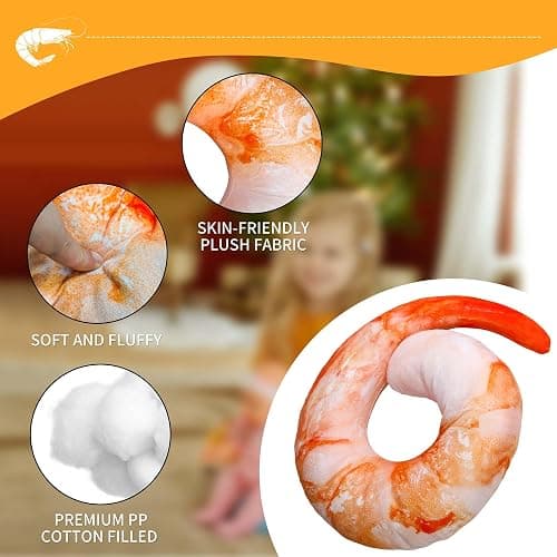 Goetland Large Shrimp Neck Pillow U Shaped Realistic Simulation Travel Throw Cushion Plush Toy thumbnail 7