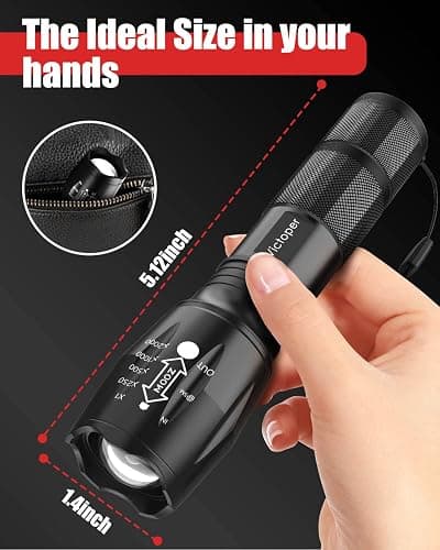 Victoper LED Flashlight 2 Pack, Bright Tactical Torch High Lumens with 5 Modes, Waterproof Zoomable Flash Light for Outdoor, Gifts for Men, Dorm Room Hunting Camping Essentials Gear for Guys thumbnail 6