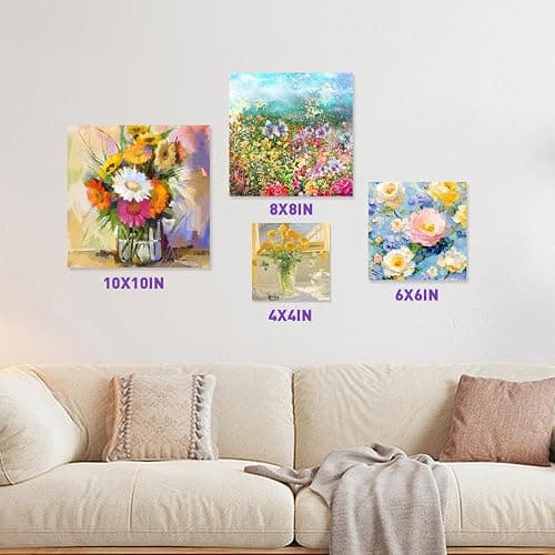 ESRICH 24Pack Canvas for Painting, 6pcs Each of 4x4, 6x6, 8x8, 10x10 Canvas Boards for Painting, Art Supplies of Blank Canvas for Adults&Kids, Pre-Primed Painting Canvas for Acrylic, Oil & Watercolor thumbnail 2