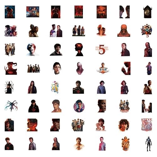 60pcs Movies Stranger Things 5 Stickers Pack, Cartoon Stranger 5 Things 5 Style Waterproof Vinyl Stickers for Teenagers and Adults for Laptop Skateboard Phone Guitar Travel Case Bike thumbnail 3