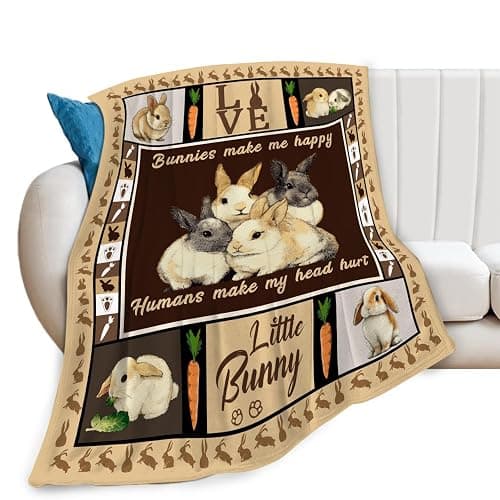Bunny Throw Blanket Rabbit Bunny Stuff Gifts for Kids Girls Boys Adults Women Men Soft Cozy Warm Plush Fluffy Fuzzy Fleece Blanket 40''X50'' thumbnail 7
