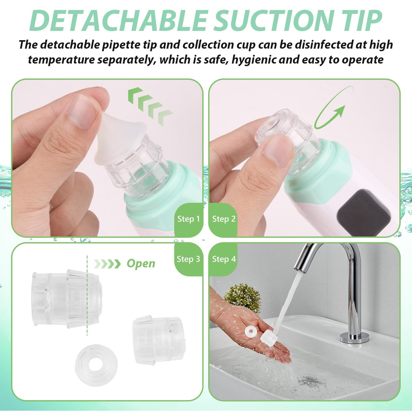 Baby Nasal Aspirator Electric, 3 Types Adjustable Gear, Includes 3 Soft Silicone Tips, Soothing Music & LED Lights, Ideal for Newborns Infants and Toddlers Up to 12 Years (Baby Nasal Aspirator) thumbnail 7