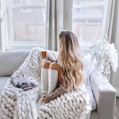 Pcavin Thigh High Socks for Women Cable Knit Over the Knee Boot Socks, Long Warm Leg Warmers Winter thumbnail 5