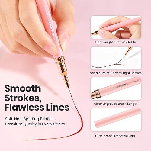 Beetles Nail Art Pens, 5pcs Nail Art Brushes Liner Brushes for Nails | 5pcs liner brush set with metal handle and size variety for long lines, detailed painting and nail art designs thumbnail 6