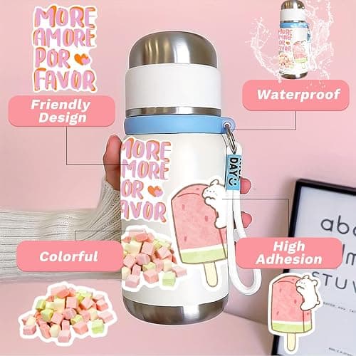 Cute Coquette Stickers 100 Pcs Pink Water Bottle Sticker Pack for Girly and Girls, Waterproof Vinyl Stickers for Water Bottles, Laptop, Scrapbook, Journal, Tumbler, Luggage, Kindle, Phone, Guitar, etc thumbnail 3