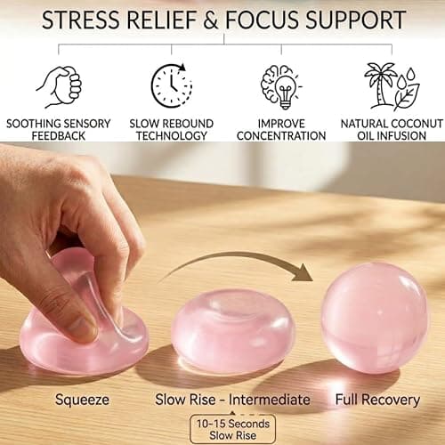 Coconut Oil Squishy, 3PCS Coconut Oil Stress Ball, Handmade Slow Rising Fidget Squeeze Toy for Stress Relief, Anxiety Calming Sensory Toy thumbnail 2