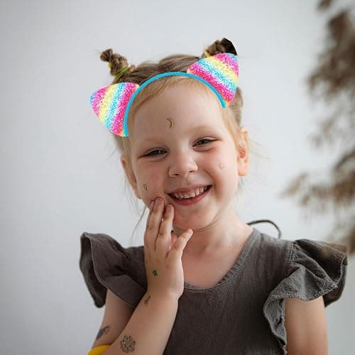 KIUSOWAYD 12 Shining Cat Ear Headbands Daily Decorations Party Lovely Headwear, Hair Hoop for Women thumbnail 5