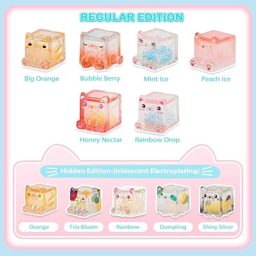LUCKJOY Square Cat Series Blind Pack (5PCs in one Bag) Random Design Cat Blind Box Figures Collectible Toys Cute Mystery Box Home Decorations Holiday Birthday Gifts thumbnail 4