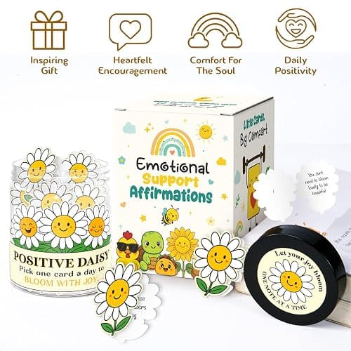 Daisy Gifts For Women - Positive Daisy Cards Jar, 60 Daily Affirmation Cards for Women, Coworkers - Emotional Support Daisys - Motivational Desk Décor, Uplifting Affirmations to Cheer Someone Up thumbnail 2