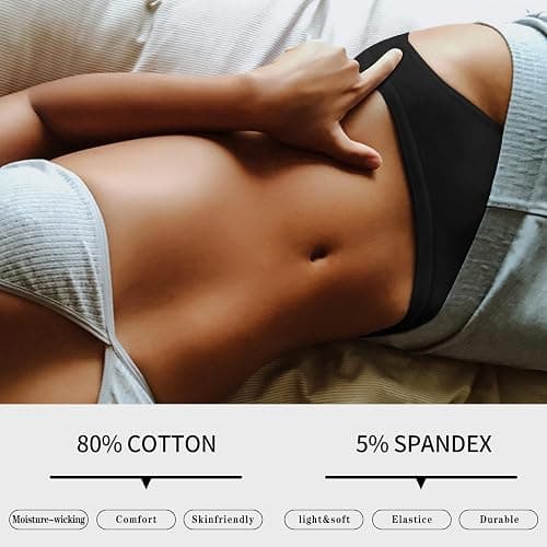 Eiggam Women's Cotton Bikini Panties,High-Cut Full Coverage Stretch Cool Underwear for Women thumbnail 2