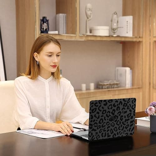 MOSISO Compatible with MacBook Pro 15 inch Case 2019-2016 Release A1990 A1707 with Touch Bar, Plastic Leopard Grain Hard Shell Case & Keyboard Cover Skin & Screen Protector, Black thumbnail 7