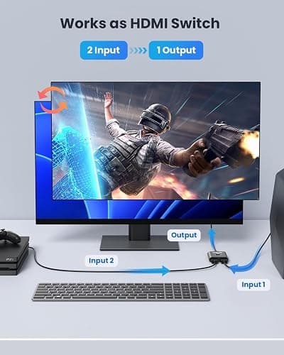 vilcome HDMI Switch 4K@60Hz, Bidirectional HDMI Splitter 2 in 1 Out, Aluminum HDMI Switcher Supports Ultra HD 4K 1080P 3D HDR, Compatible for Fire Stick, PC, Xbox, PS5/4/3, Roke, Blu-Ray Player thumbnail 4