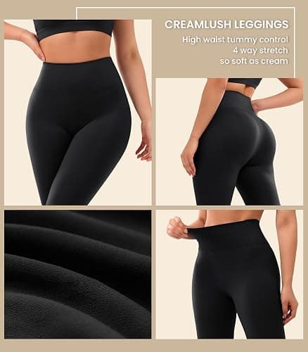 VALANDY Creamlush 4 Pack Leggings for Women-High Waisted Ultra Soft Stretchy Yoga Lounge Pants thumbnail 5