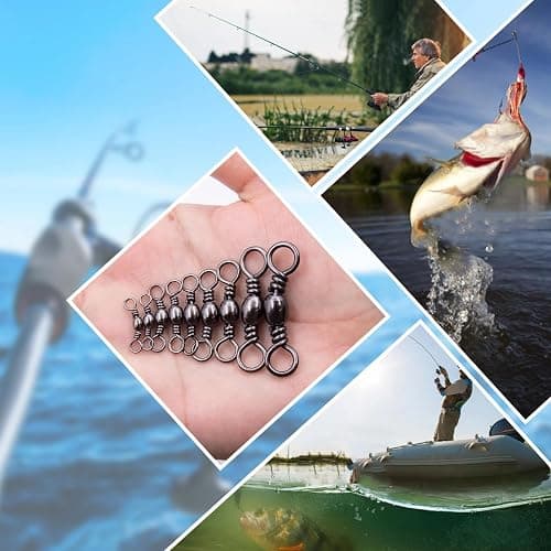 Natufish Fishing Barrel Swivels - 50Pcs/100pcs Solid Ring Rolling Swivel Connector High Strength Fishing Terminal Tackle for Saltwater Sea Fishing thumbnail 6
