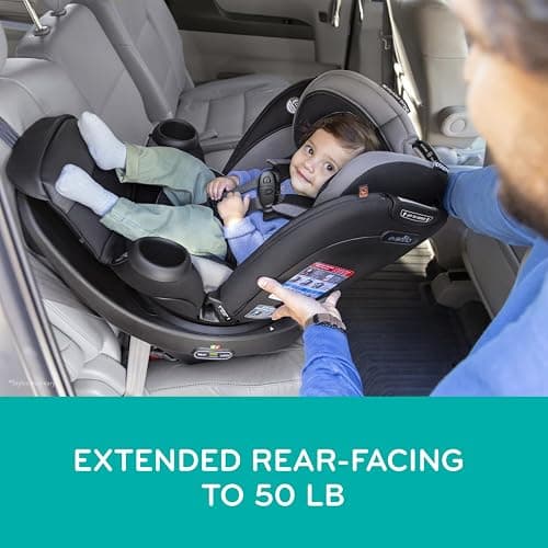 Evenflo Revolve360 Extend Convertible Car Seat with 360 Degree Rotation, Extended Rear-Facing, Forward-Facing, Booster Mode, and Secure Latch Install, Revere Gray thumbnail 3
