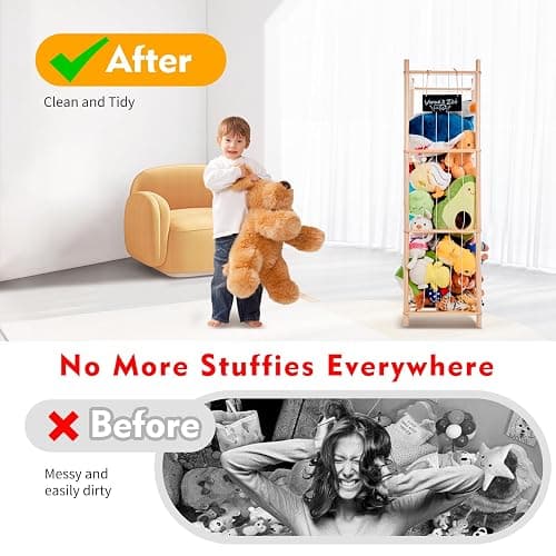 BEINGMATE Care Large Stuffed Animal Storage Organizer, Wooden Stuffed Animal Storage Zoo, Toy Holder, Space Saving Toy Zoo for Kidroom, Playroom, Kid’s Gift, Nature thumbnail 4