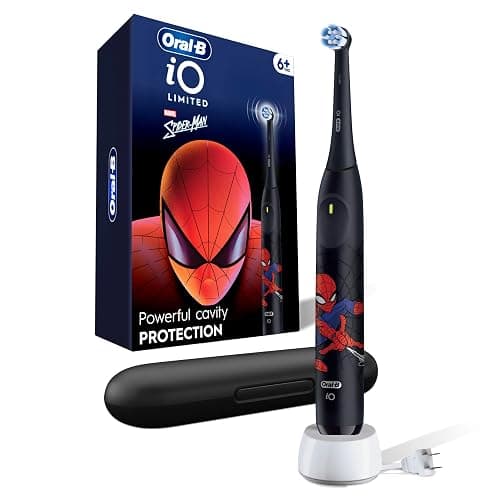 Oral-B iO Kids Limited Rechargeable Electric Powered Toothbrush, Spiderman with 1 Gentle Care Brush Head - Automatic Pressure Sensor to Protect Gums - 3 Cleaning Settings - 2 Min Music Timer - Image 1