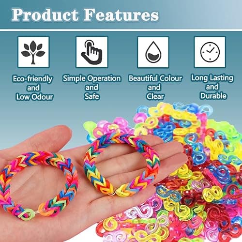 S Clips Rubber Band Clips 1000 Pieces Loom Rubber Band Clips Plastic Band Clips Connectors Refills Bracelet Kit Clip for Loom Bracelets DIY Making Refill Kit thumbnail 3