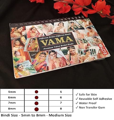 VAMA Premium Velvet Multicolor Forehead Stickers Bindiya Bindis Bollywood Bindi Booklet for Women (Pack of 948 - Bindi Book) thumbnail 4