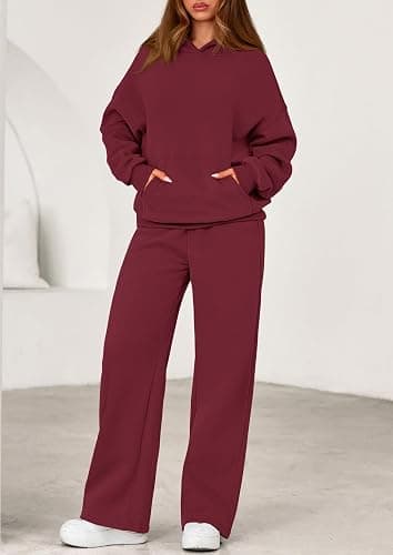PRETTYGARDEN Women's 2 Piece Outfits Fall Sweatsuits Oversized Hoodies Wide Leg Sweatpants Tracksuits Lounge Matching Sets thumbnail 2
