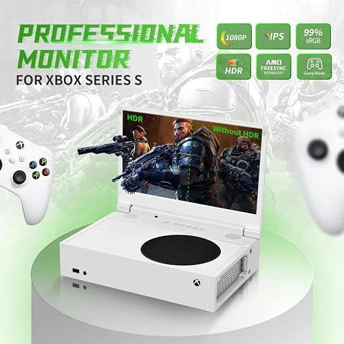 G-STORY 12.5‘’ Portable Monitor for Xbox Series S, 1080P Portable Gaming Monitor IPS Screen for Xbox Series S（not Included） with Two HDMI, HDR, Freesync, Game Mode, Travel Display thumbnail 2