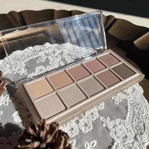 Erinde 10 Colors Nude Eyeshadow Palette, Taupe Brown Mavue Matte Eye Shadow Palette Makeup, Neutral Grey Smokey Eye Pallete, Ultra-Blendable, Long Lasting Natural Eyeshadow for Older Women, Cement thumbnail 6