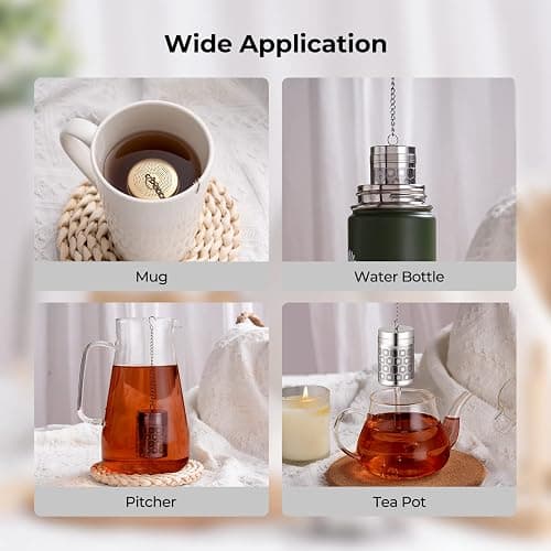 Reinmoson Tea Strainers for Loose Tea, Extra Fine Mesh Tea Infuser, 304 Stainless Steel & Updated Slim Threaded Lid, Loose Leaf Tea Steeper for Black Tea, Rooibos, etc thumbnail 6