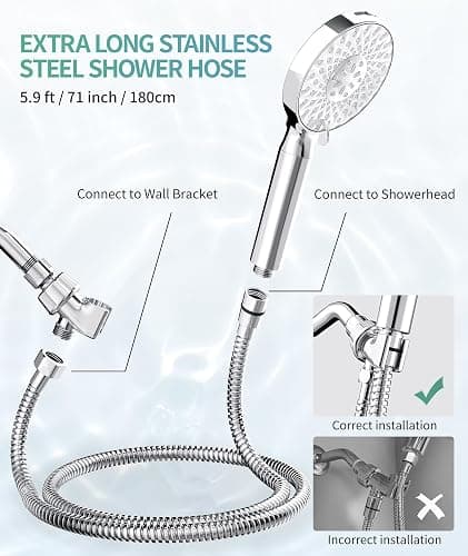 SR SUN RISE Filtered Shower Head with Handheld High Pressure 9 Spray Mode Showerhead Detachable Shower Head Water Softener Filters Beads for Hard Water Remove Chlorine 1 Filter Chrome thumbnail 7