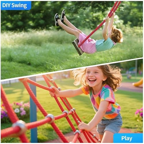 100Ft 1/2 Inch Heavy Duty Climbing Rope - for Tree Swing, Pulling, Outdoor & Gym Use (Red) thumbnail 7