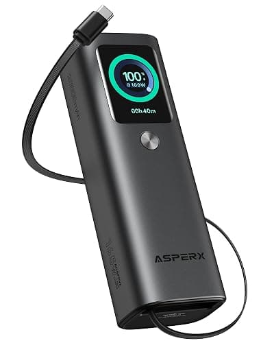 AsperX Laptop Power Bank, 165W 20,000mAh, Retractable Cables, Aluminum Alloy Unibody Portable Charger Power Bank, Battery Bank for MacBook Pro/Air/iPhone 17/iPad Pro/S25 Ultra/Dell/HP(TSA-Approved) - Image 1