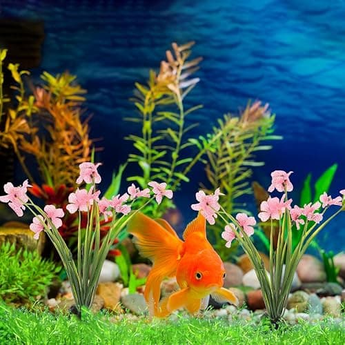 Balacoo 2 Pcs Pink Fish Tank Decor: Plastic Realistic Aquarium Plants, Silk Aquarium Plants for Betta Fish Tank Landscaping Decorations (Pink, 8.3 Inch) thumbnail 8