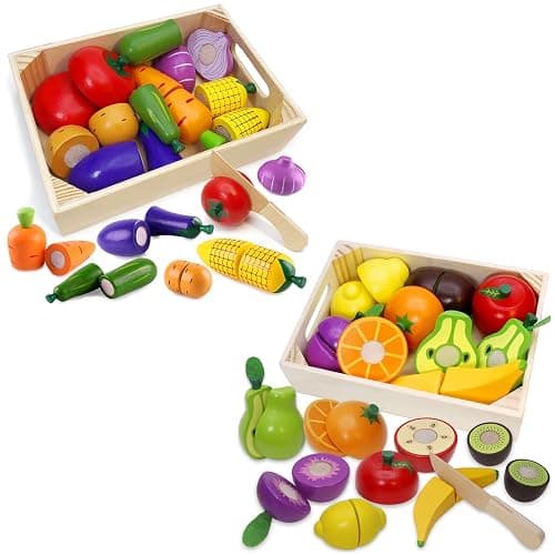 Airlab Wooden Play Food Fruits Toy and Wooden Play Food Vegetables Toy - Image 1
