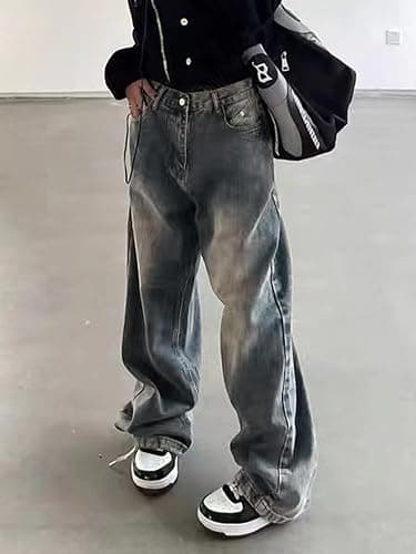 EMMIOL Women Wide Leg Jeans Mid-Low Waist Baggy Jeans Loose Boyfriends Jeans Y2K 90s Denim Pants thumbnail 3
