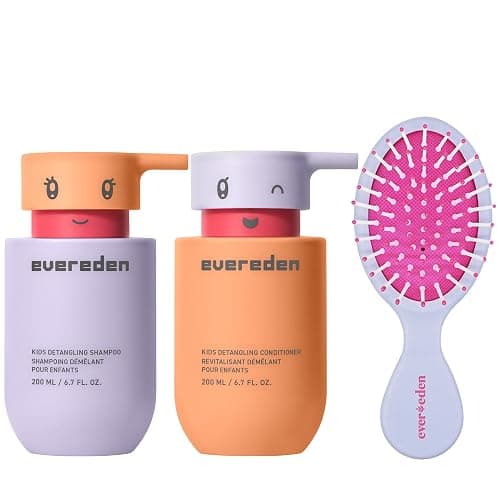 Evereden Happy Hair Duo for Kids: Vegan Shampoo and Conditioner Set with Detangler Brush - Strengthens & Smooths All Hair Types - Image 1