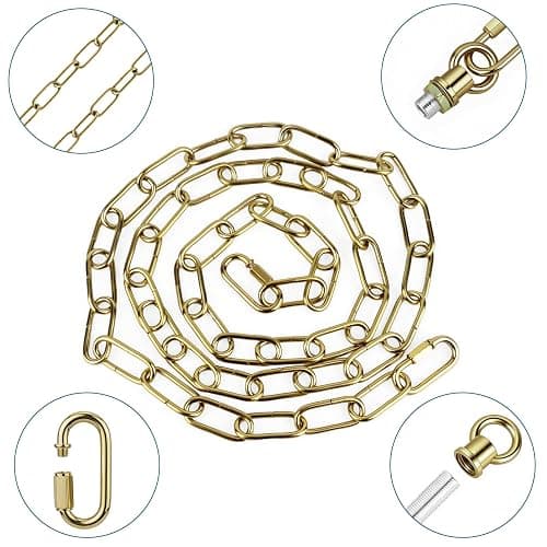 Qryphent 6FT Heavy Duty Brass Hanging Chain Kit Swag Light Decorative Chain | Swag Light Hanging Chain Kit for Lighting Fixture, Chandelier, Plants, Flower Basket, Bird Feeder thumbnail 3