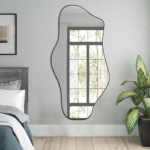 DAOYIJIAJU Irregular Mirror, 47.2"x23" Large Asymmetrical Wall Mirror, Odd Shaped Mirrors, Modern Abstract Frameless Mirrors for Living Room Bedroom Entryway Hallway, Horizontal or Vertical Hanging - Image 1