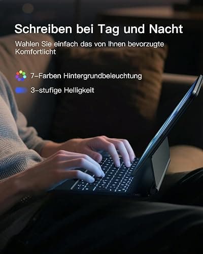 Inateck NeoMagic Magnetische Tastatur Hülle für iPad 10 Generation 10,9 Zoll,11 Generation 2025 A16 11 Zoll,Tastatur mit Touchpad, Freitragender Ständer, 7-Farbige Hintergrundbeleuchtung,KB09119 thumbnail 5