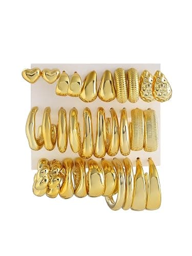 FOURPG 10 Pairs Hypoallergenic Chunky Gold Dangle Earrings for Women Trendy Thick Gold Plated Hoop Earrings Set Lightweight Jewelry - Image 1