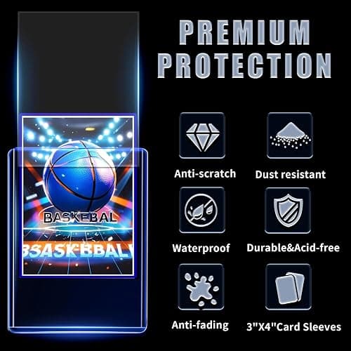 TRUGQ 200 Card Sleeves Toploads for Cards,3" x 4" Baseball Card Protectors,Premium Standard Size Trading Hard Plastic Card Holder for Sports Football Cards(100 Hard Protectors +100 Soft Sleeves) thumbnail 6