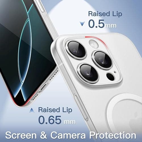 JETech Coque Magnétique Ultra Fine pour iPhone 16 Pro Max 6,9 Pouces Compatible avec MagSafe, Protection Complète Objectif de Caméra, Étui Housse Finition Mat Légère Dur en PP (Translucide) thumbnail 6