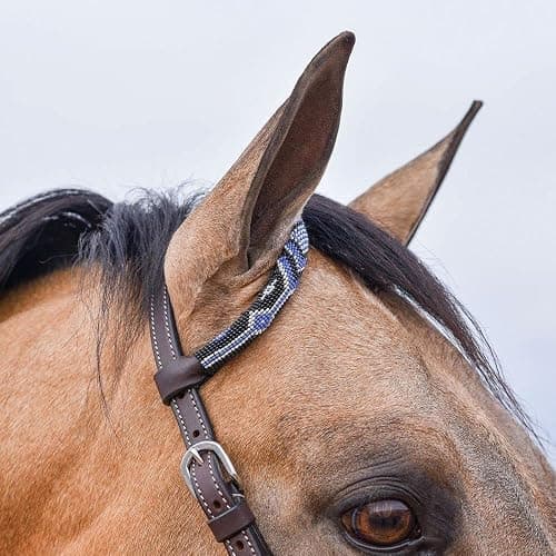 Schneiders Double S Beaded One Ear Headstall | Exquisite Horse Tack | Stylish Beaded Design | Premium 5/8" Harness Leather | Adjustable Rolled Ear Design thumbnail 7