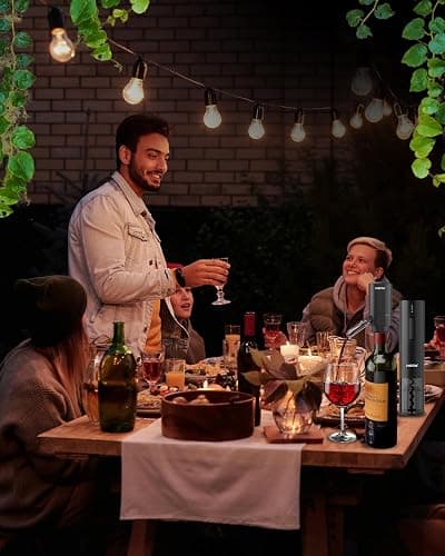 Rechargeable Electric Wine Opener Set - All-in-One Premium Wine Gift with Wine Aerator, Vacuum Stopper and Foil Cutter - Perfect for Christmas, Home, Bar, and Party Use-Day Gifts for Dad thumbnail 7