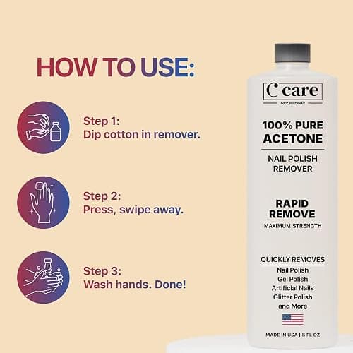 100% Pure Acetone Nail Polish Remover | Professional Quality | Easy To Use | Rapidly Removes Natural, Gel, Acrylic, shellac, and Glitter Nails | 8 Fl oz thumbnail 4