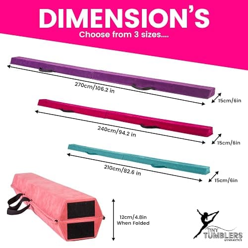 Gymnastics Beam For Kids - Amazing Balance Equipment For Children at Home -210/240/270cm - Faux Suede, High Density EVA Foam - Flash Cards, Carry Straps, Carry Case and Multiple Colours! thumbnail 6